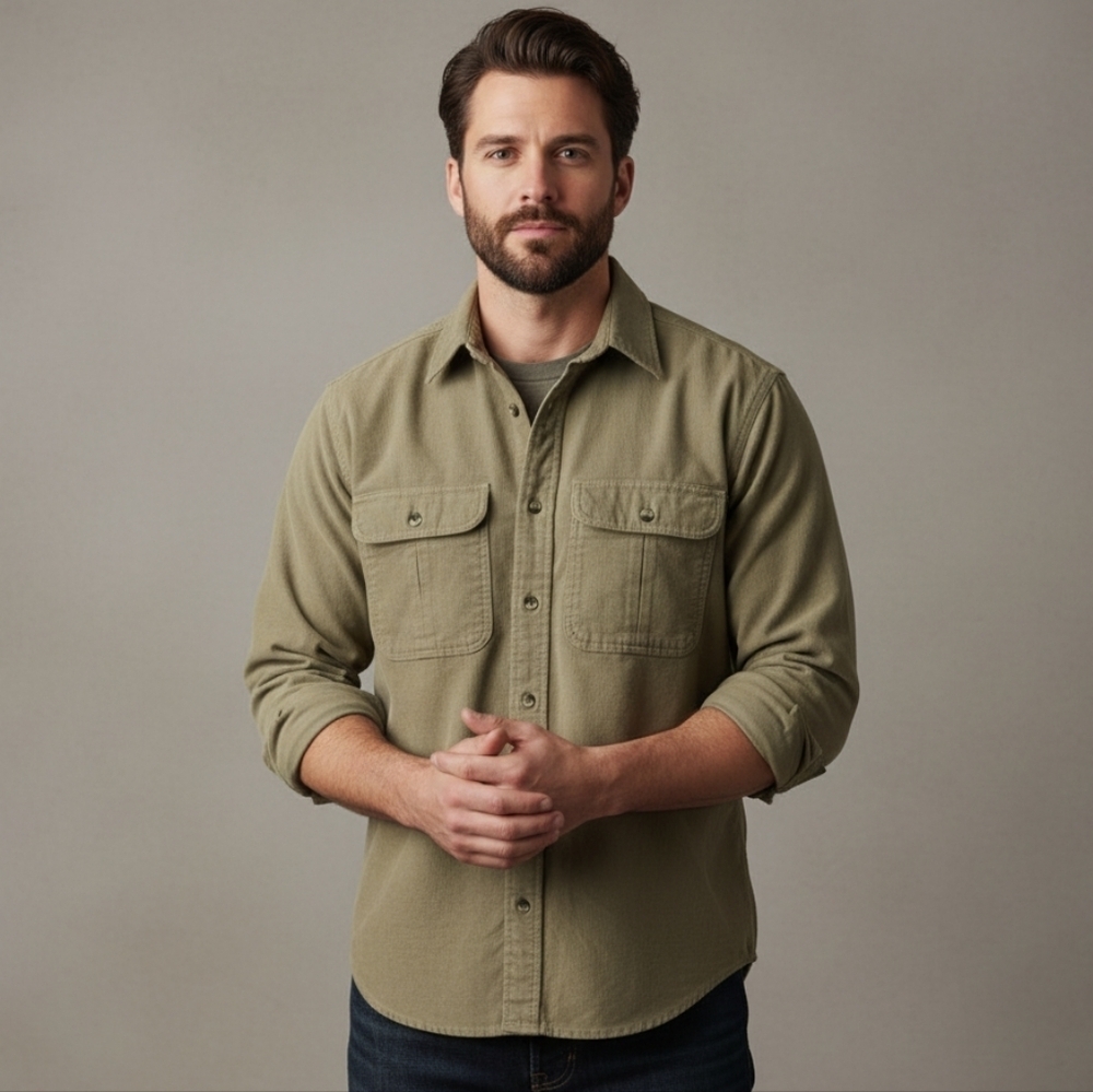 Cabela's Khaki Flannel Shirt Jacket